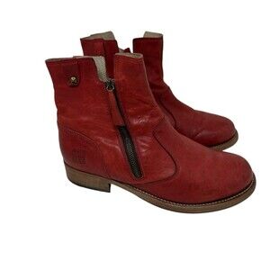 Ruched Leather Wide Width Ankle Boots - Lucy - Red - EU 41 Walk in the park